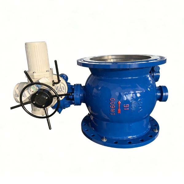 Electric eccentric hemispherical valve for paper mill