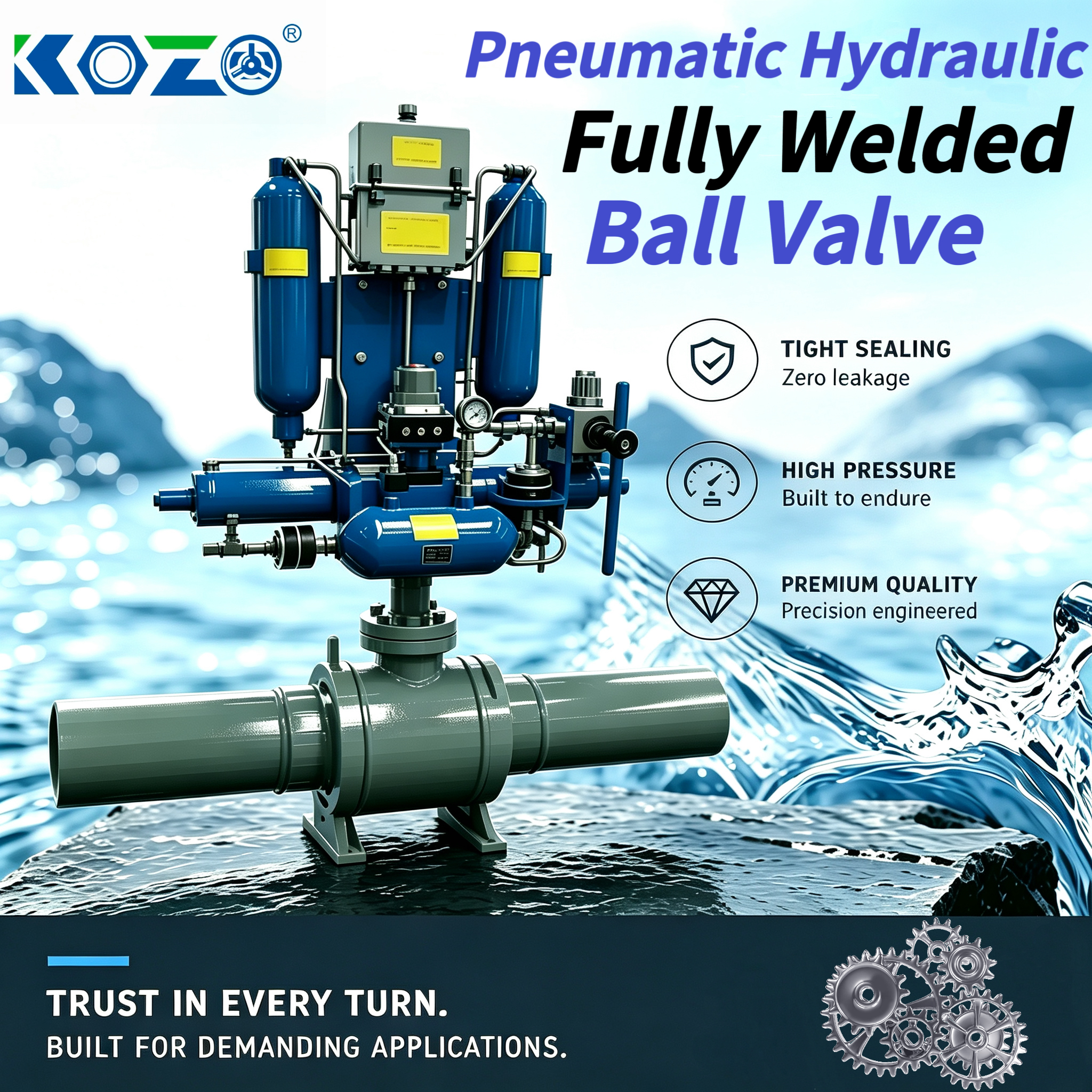 Gas-liquid linkage fully welded ball valve